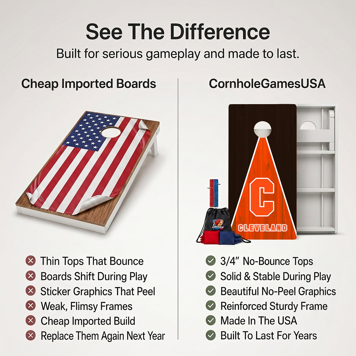 Cleveland Pennant Football Weather Proof Cornhole Boards