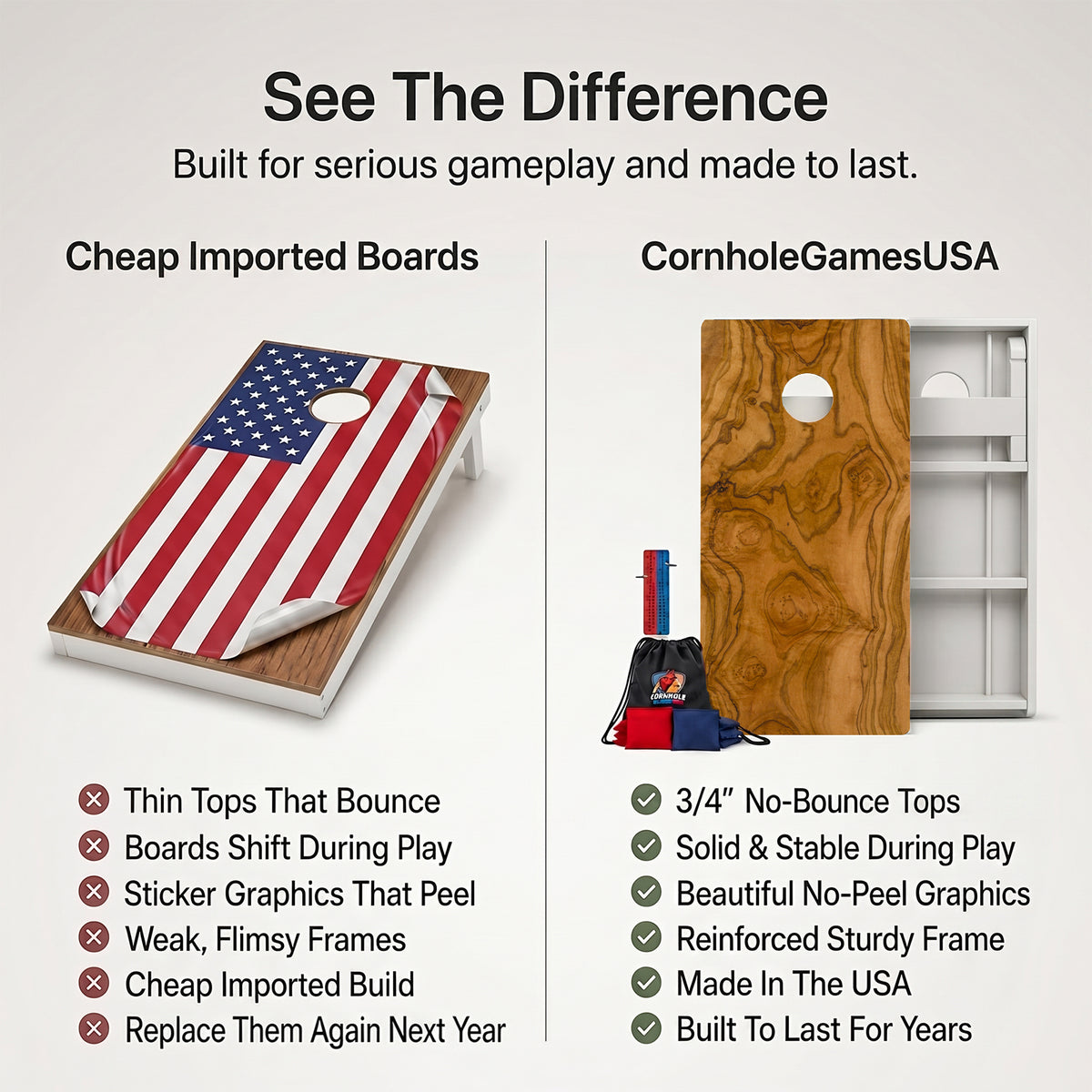 Wood Grain Weather Proof Cornhole Boards