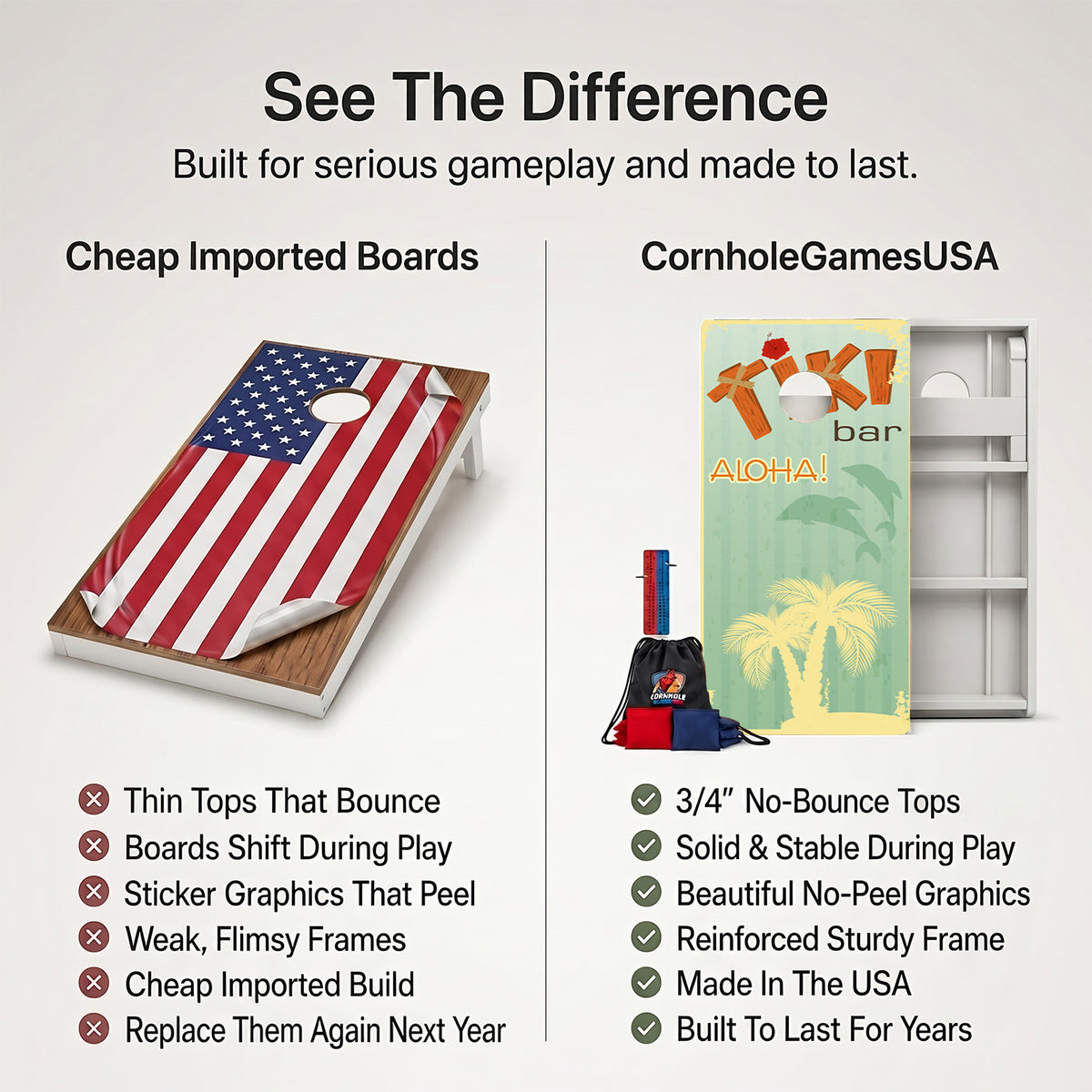 Tiki Bar Weather Proof Cornhole Boards