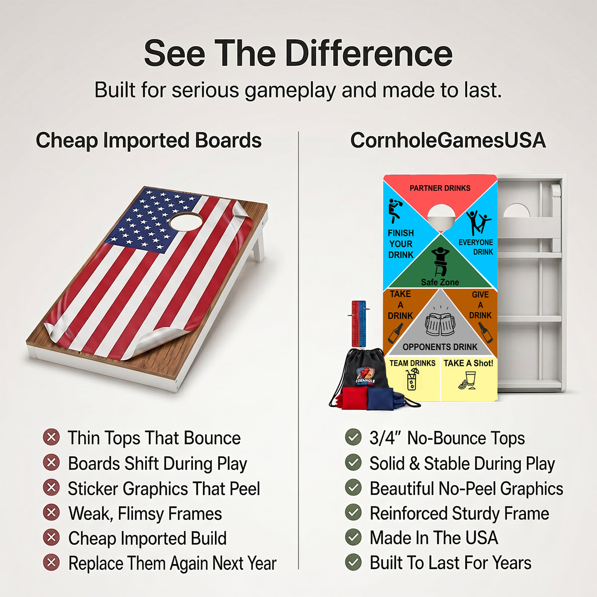 Drinking Game Weather Proof Cornhole Boards