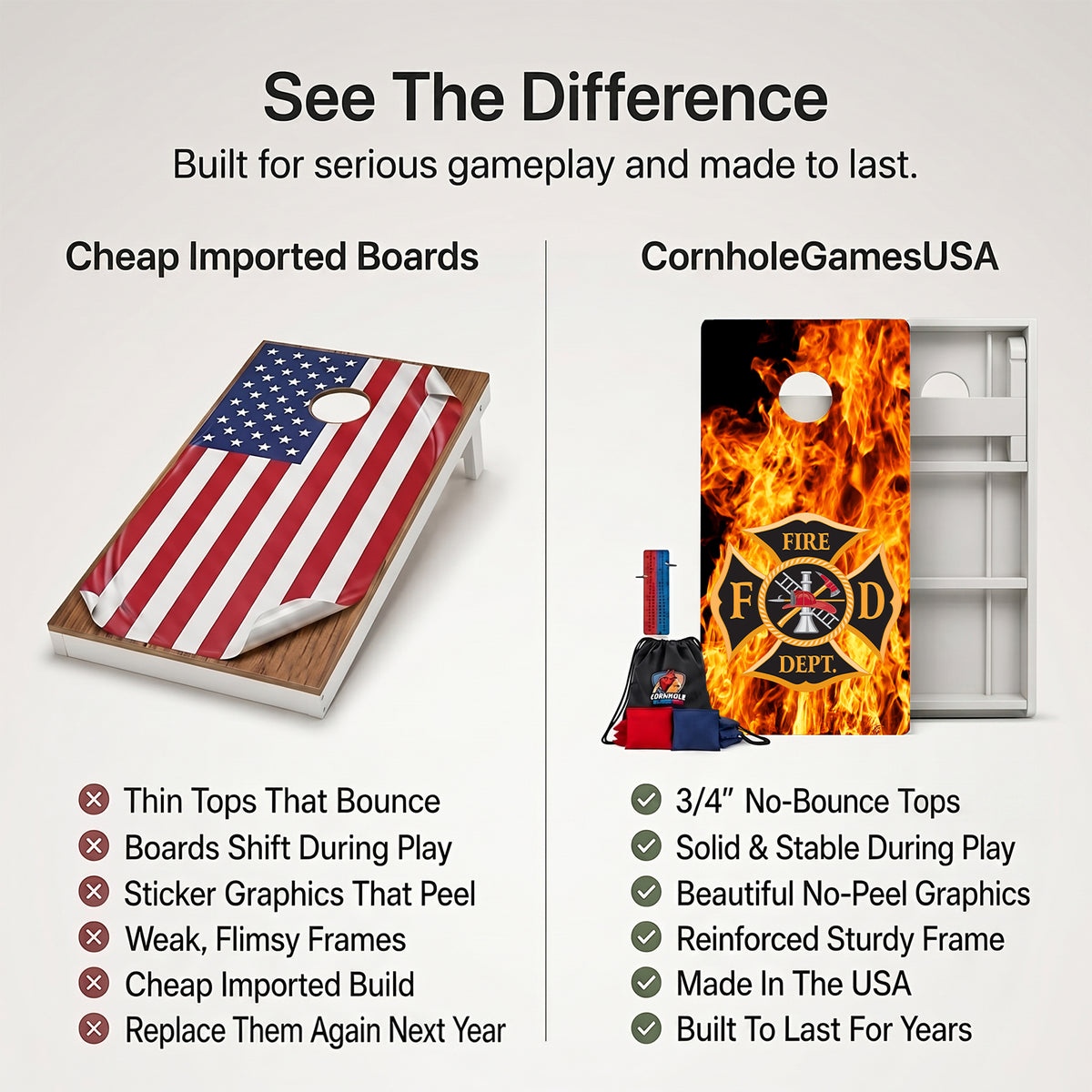 Fire Department Weather Proof Cornhole Boards