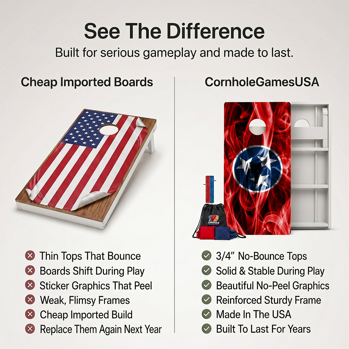 Tennessee Flag Weather Proof Cornhole Boards