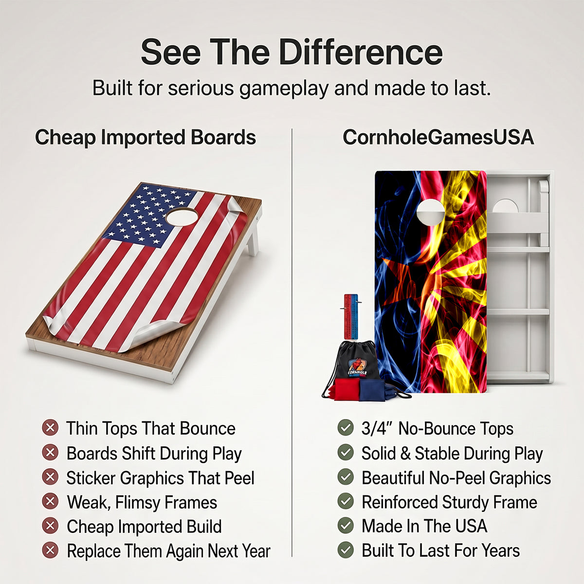 Arizona Flag Weather Proof Cornhole Boards
