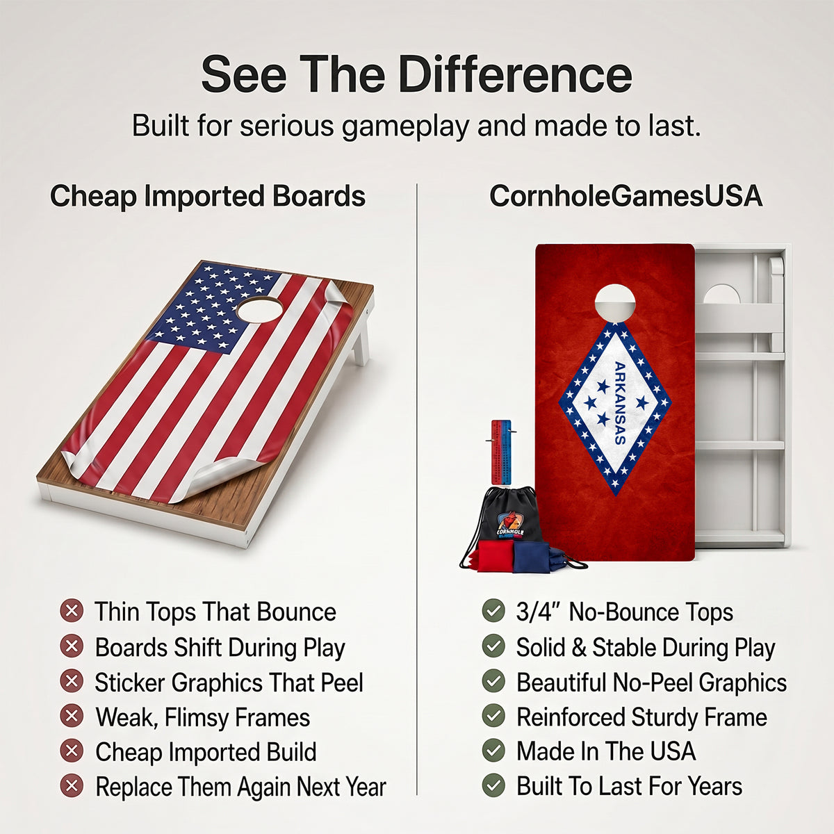 Arkansas Flag Weather Proof Cornhole Boards
