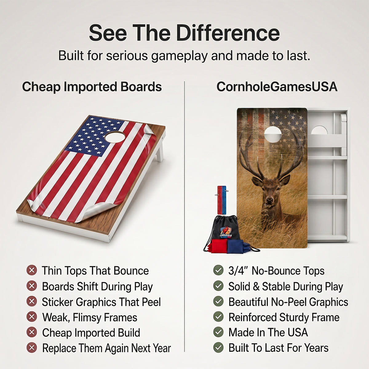 Deer Flag Weather Proof Cornhole Boards