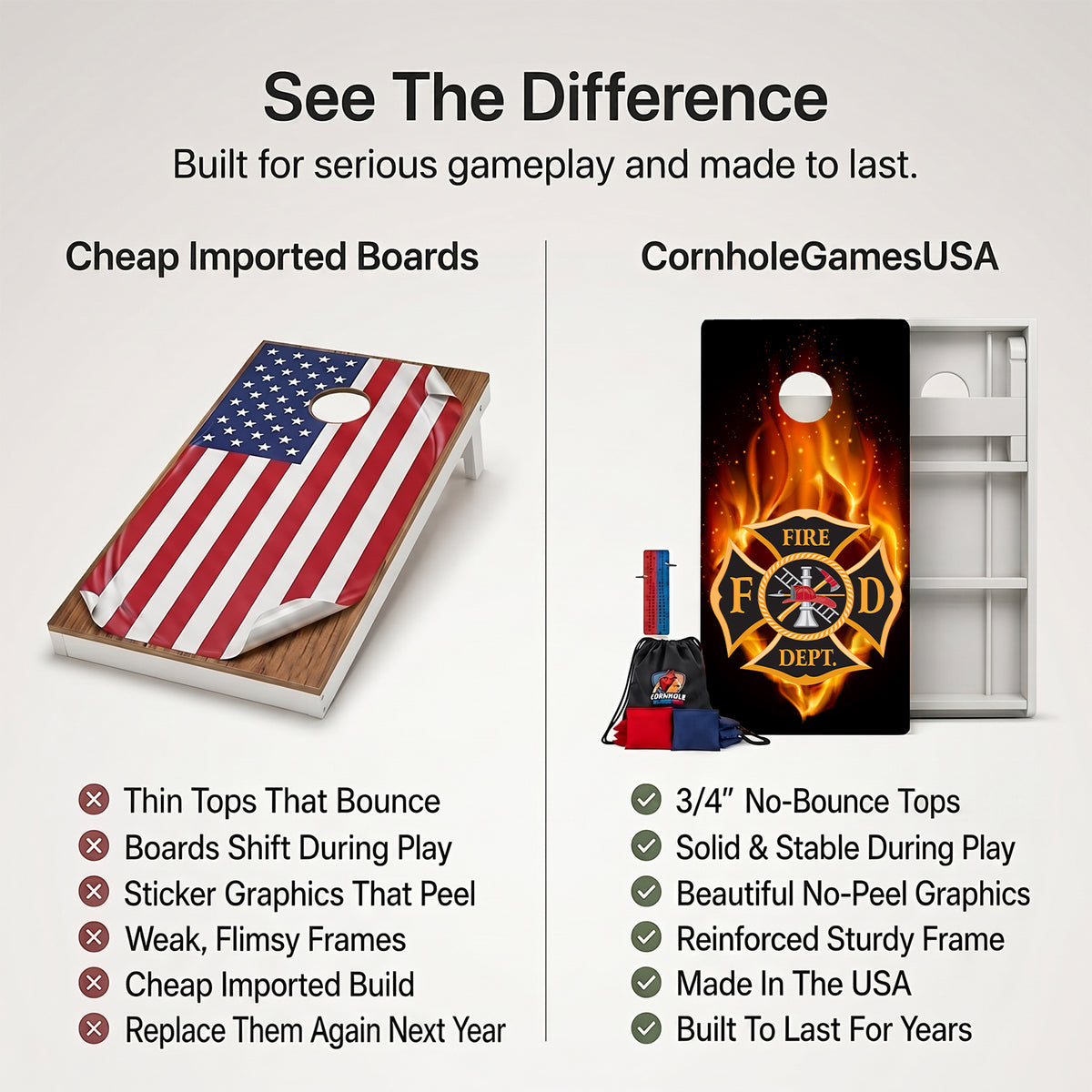 Fire Department Weather Proof Cornhole Boards