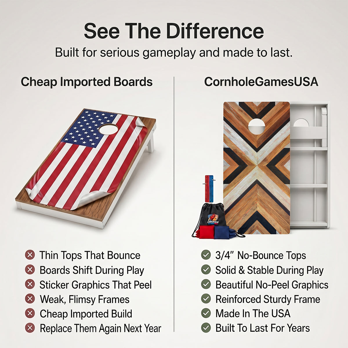 Modern Wood Panels Weather Proof Cornhole Boards