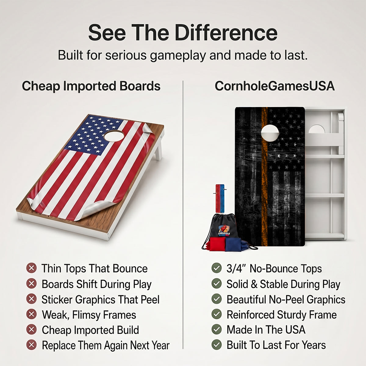 Thin Orange Line Flag Weather Proof Cornhole Boards