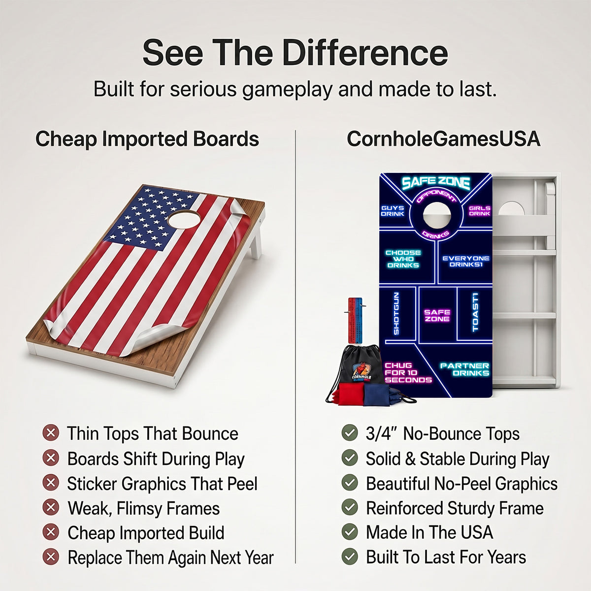 Neon Drinking Game Weather Proof Cornhole Boards