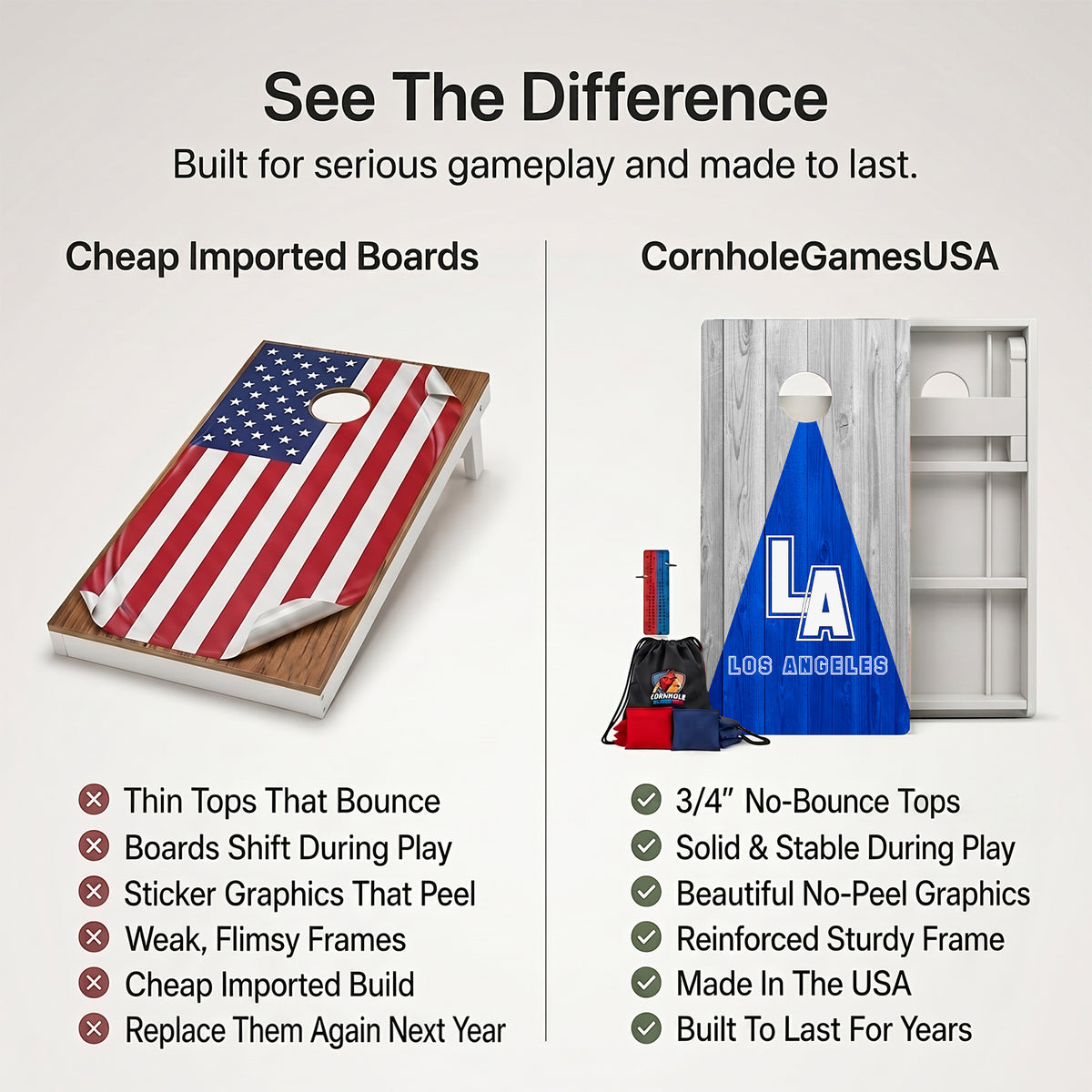 Los Angeles Baseball Weather Proof Cornhole Boards