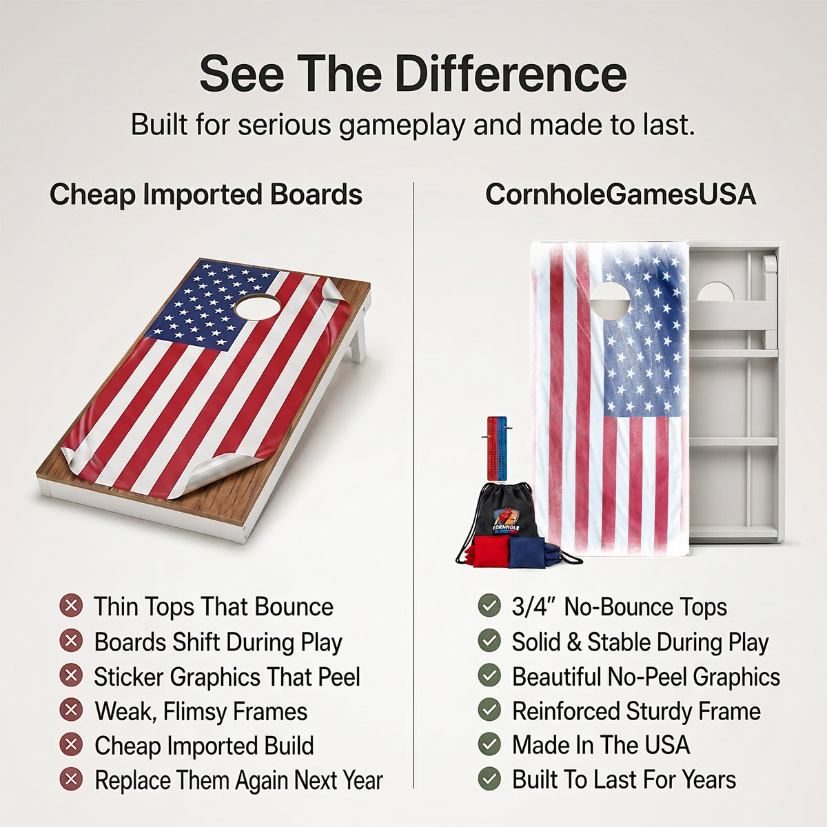 Murky American Flag Weather Proof Cornhole Boards