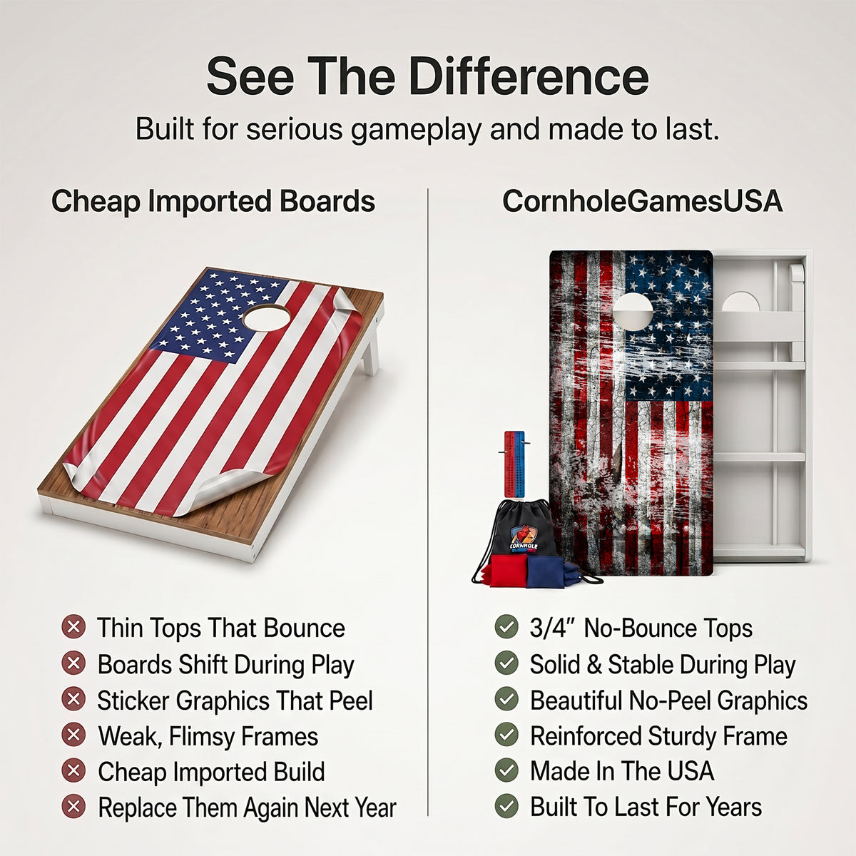 Rustic American Flag Weather Proof Cornhole Boards