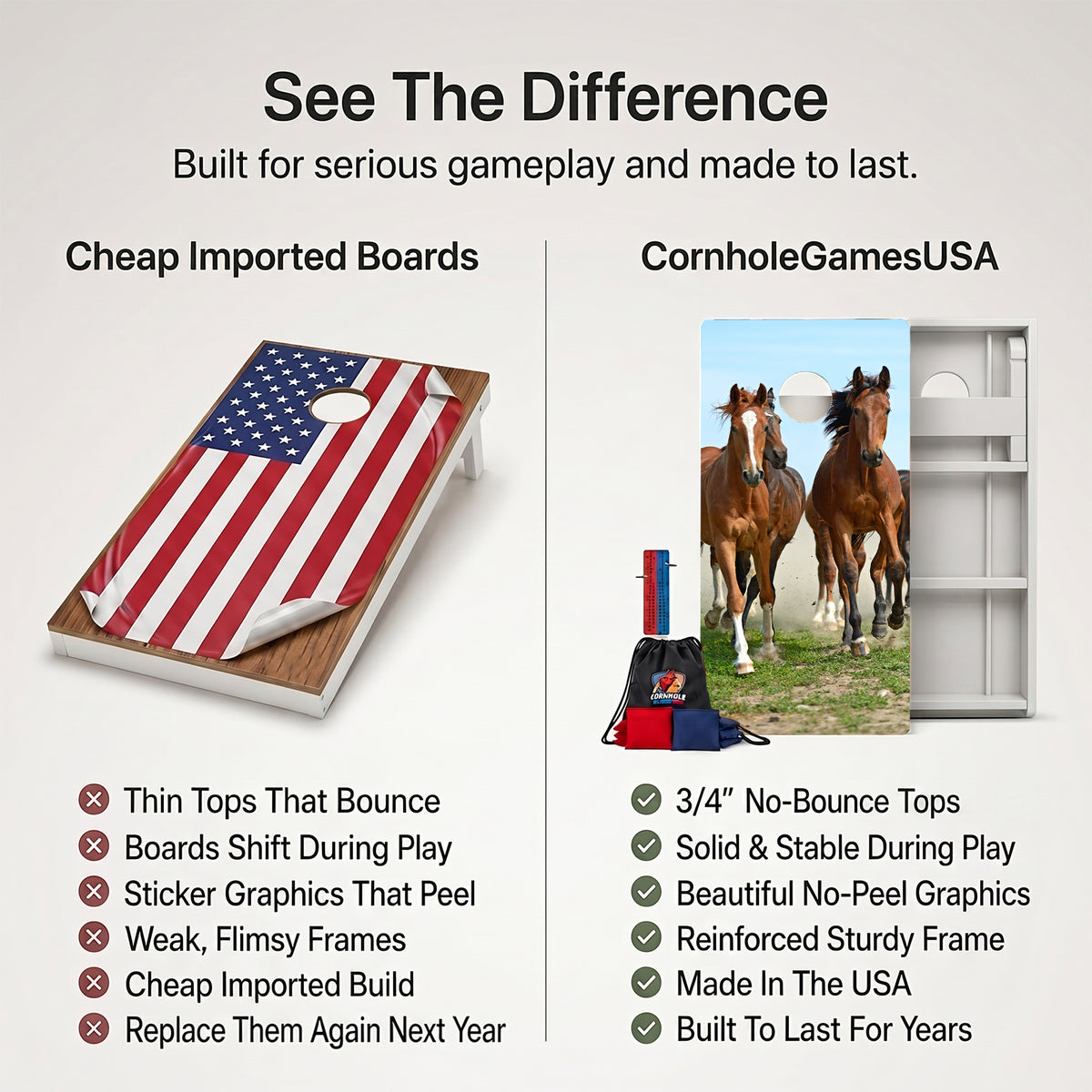 Horses Weather Proof Cornhole Boards