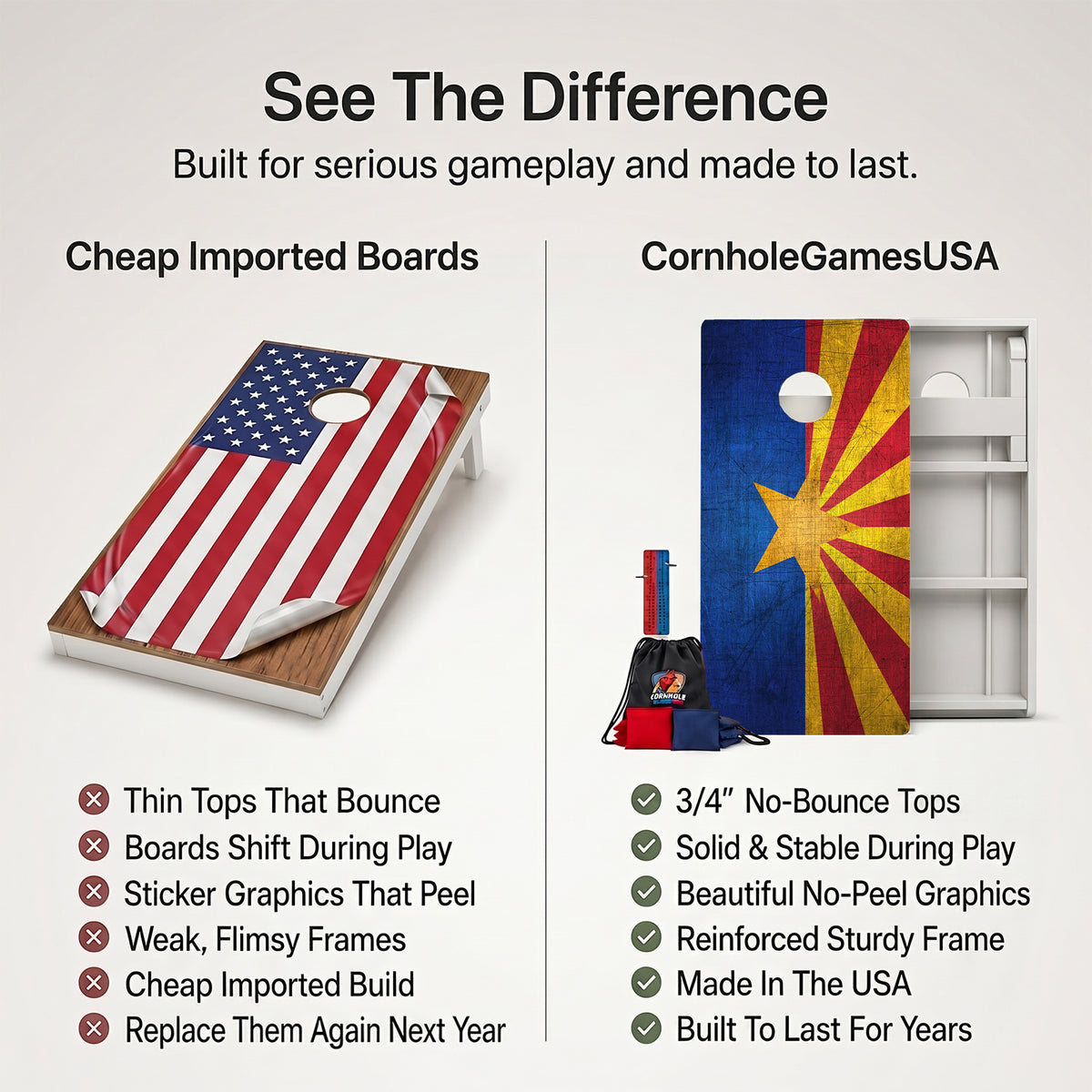 Arizona Flag Weather Proof Cornhole Boards