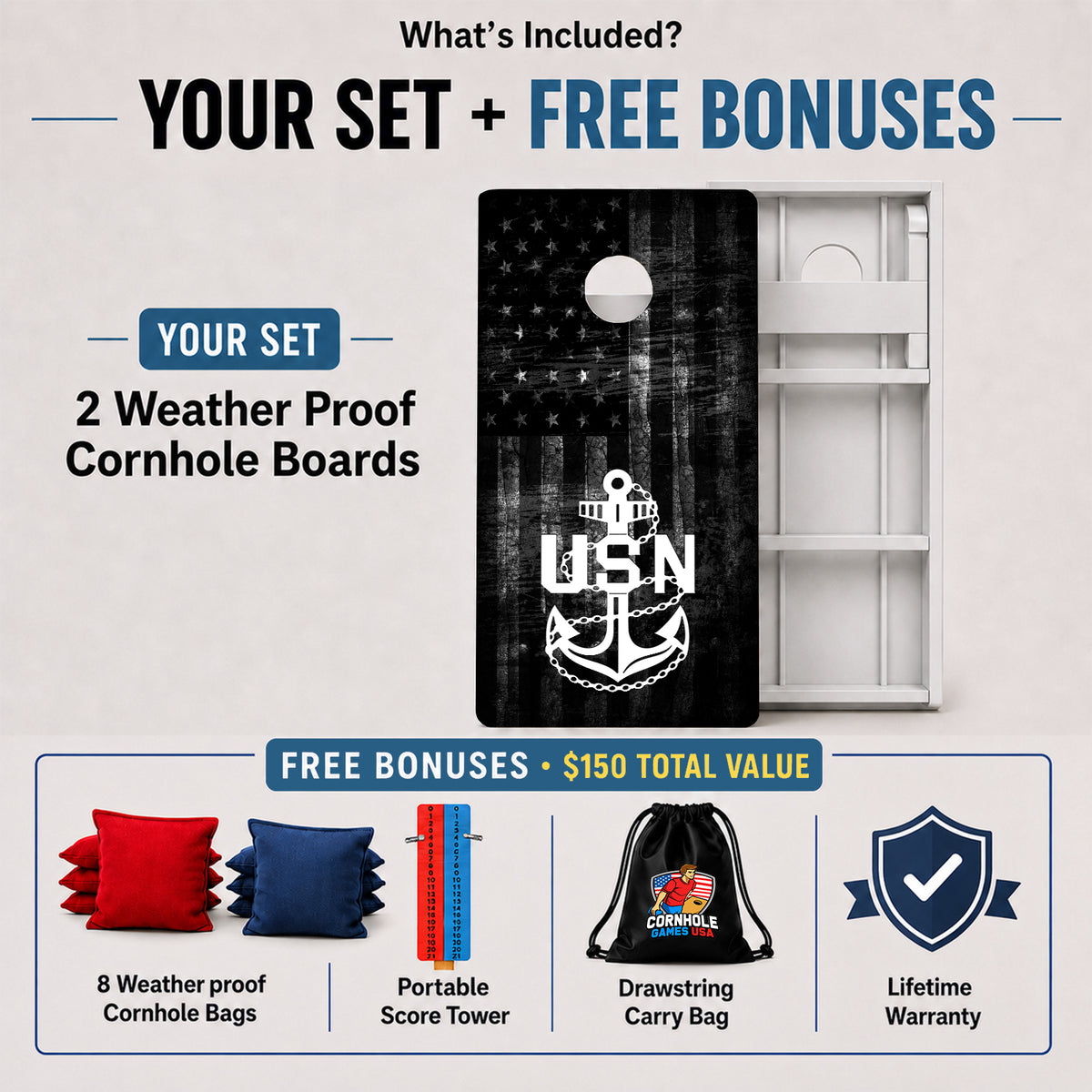 United States Navy Weather Proof Cornhole Board