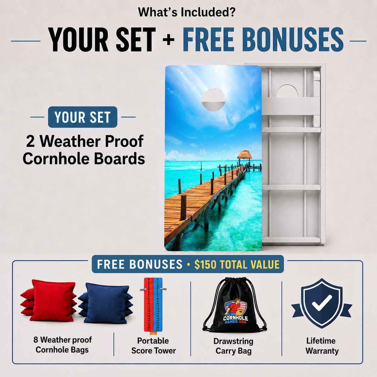 Beach Paradise Weather Proof Cornhole Board