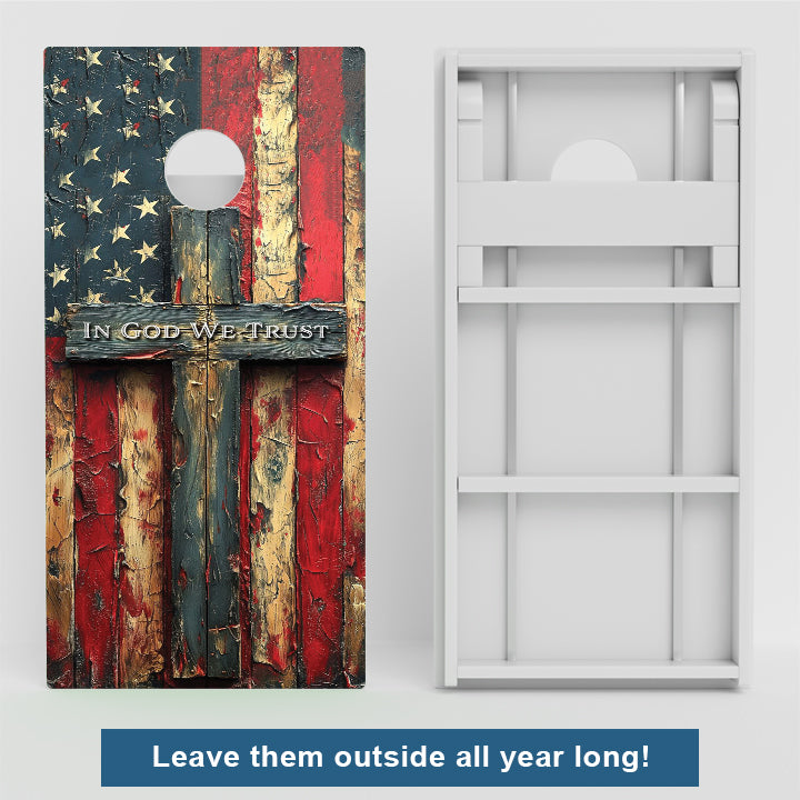 Weather Proof American Flag Cross Cornhole Boards